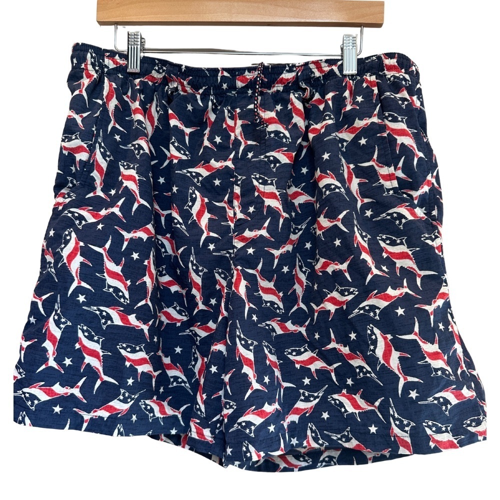 Columbia PFG Omni-Shade Lined Swim Trunks – American Flag Fish Print – Men’s XL